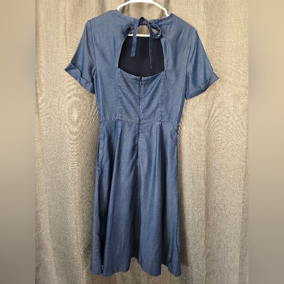 BANANA REPUBLIC Denim CHAMBRAY A Line Fit & Flare Short Sleeve Dress Size 0 - Picture 3 of 6